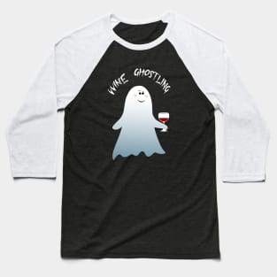 Wine Ghost Happy Halloween Baseball T-Shirt